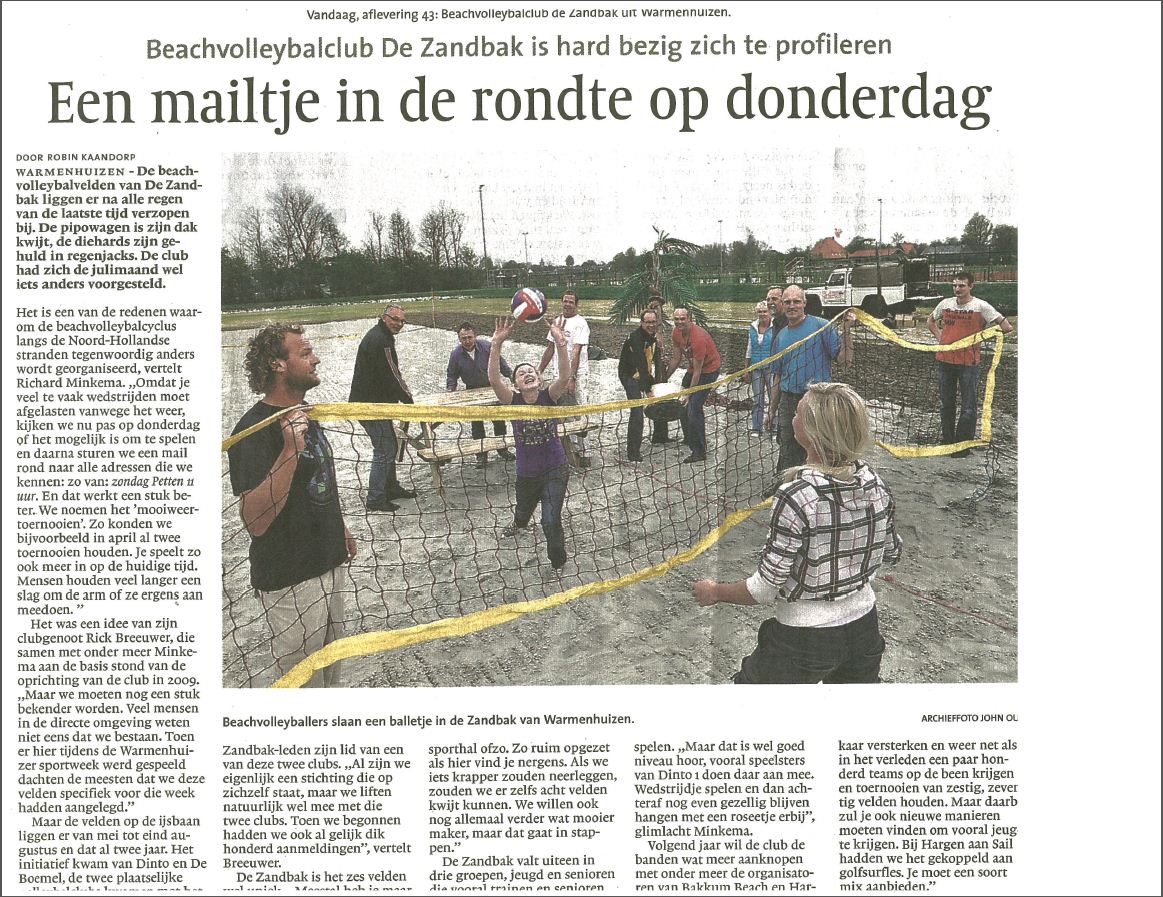Beachvolleybalclub de Zandbak in het nieuws