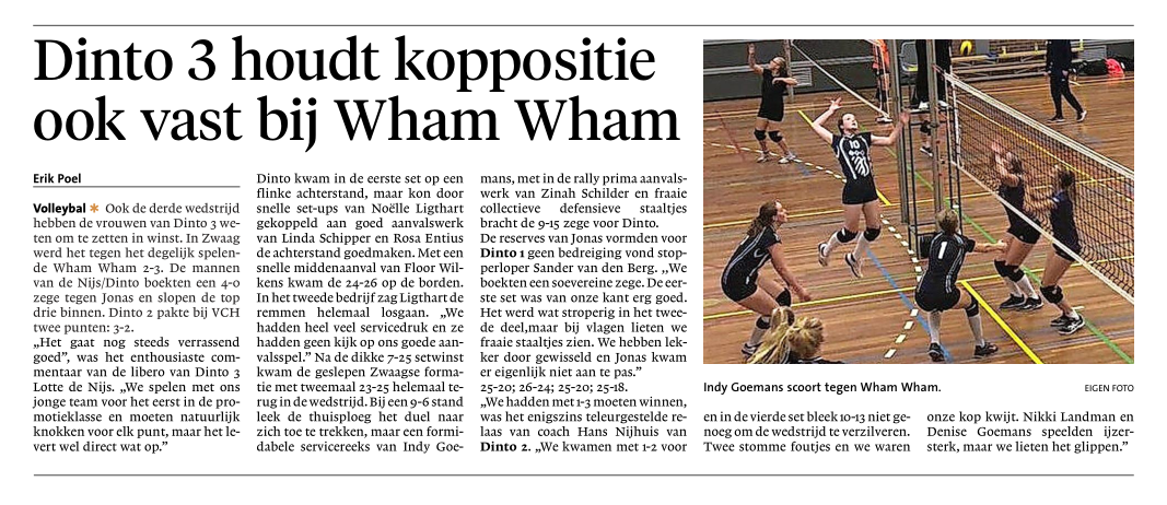 Wedstrijden Dinto teams 